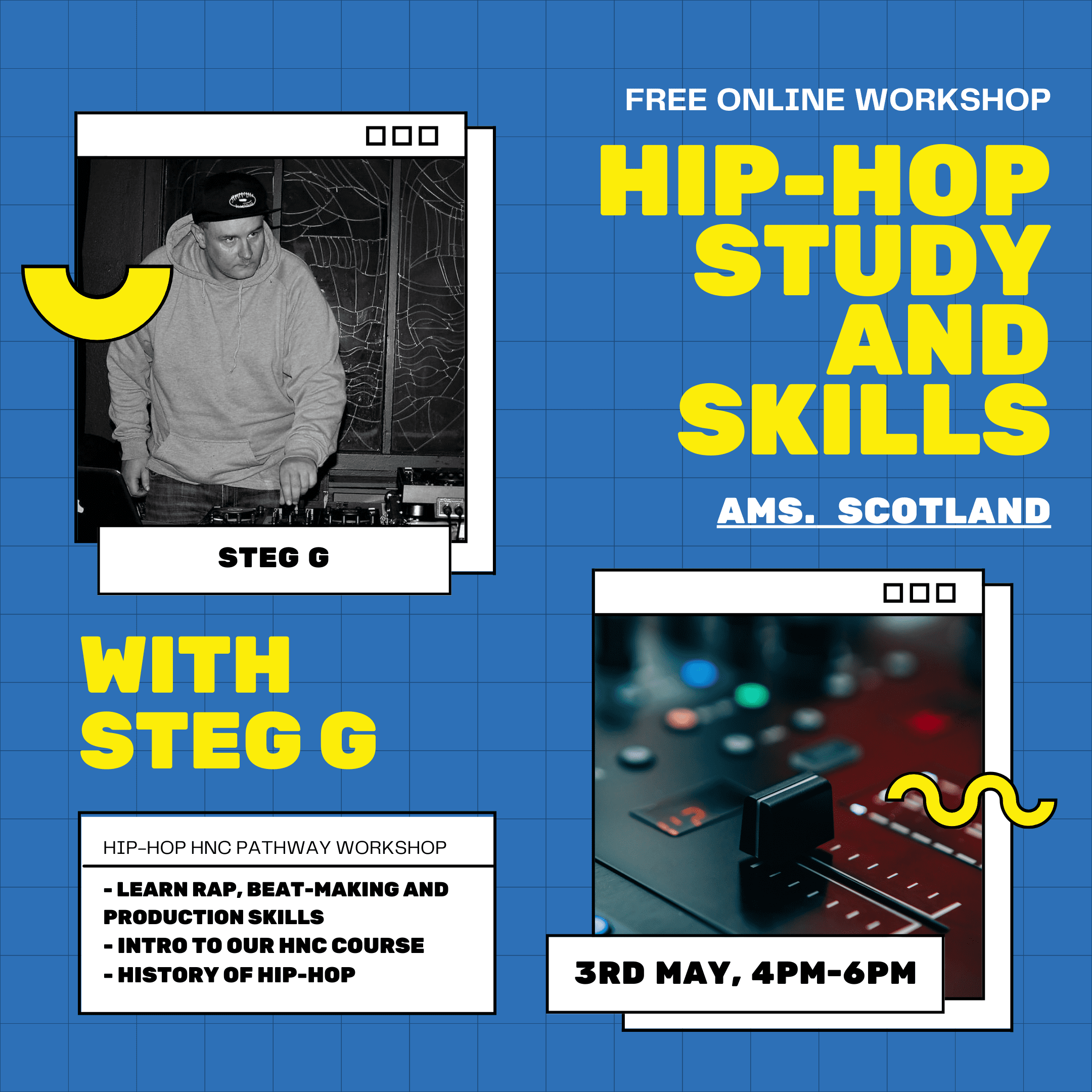 hip hop hnc study and skills workshop free online with steg g scottsih rapper ams scotland hnd course music
